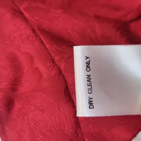 Vtg STYLEWORKS Red Floral Silk Japanese Inspired Keyhole Waist Tie Midi Dress - Picture 9 of 14